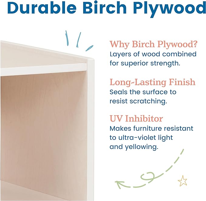 ECR4Kids Streamline Single-Sided Book Display with Storage, Classroom Bookshelf, White Wash