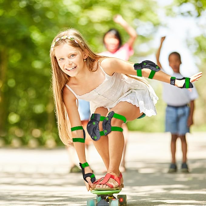 TXJ Sports Knee Pads Elbow Pads with Wrist Guards Protective Gear Set for Kids Youth Skateboard Sports Skateboarding Roller Skating Bicycling 6 in 1