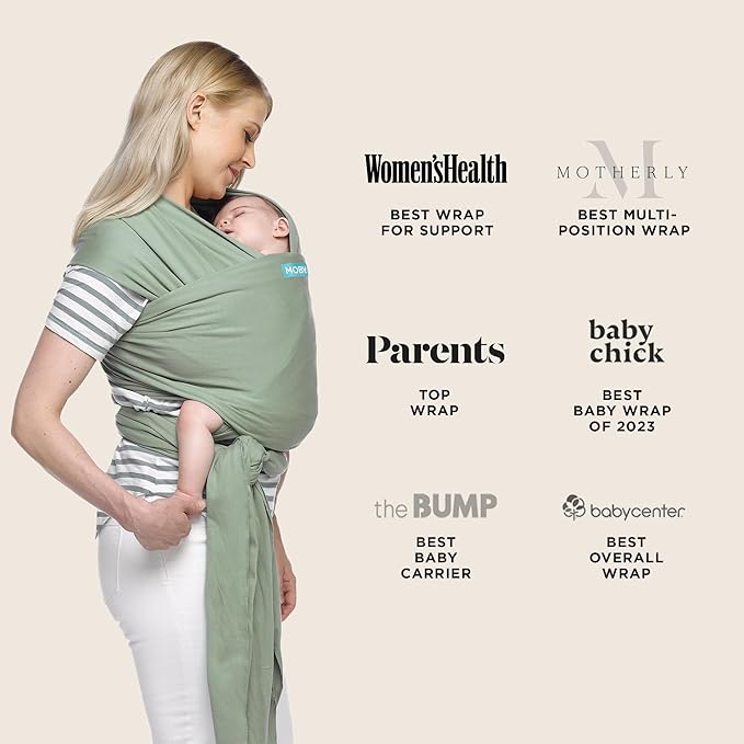 Moby Baby Wrap Carrier Classic for Newborns to Toddlers (8-33lbs), Infant Sling Carrier, Lightweight & Hands Free Design, Adjustable for All Body Types (Pear)