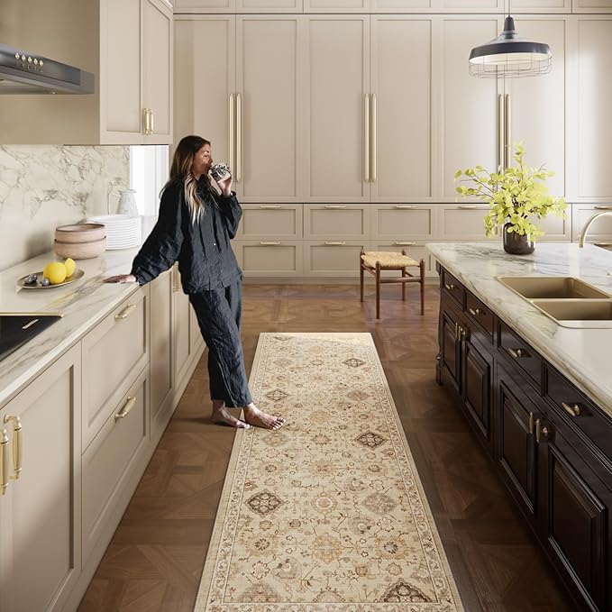 Machine Washable Hallway Runner Rug: 2'x10' Kitchen Rugs Stain Resistant Non Slip Low Pile Soft Carpet Runners for Hallways Indoor Entryway Kitchen Beside Bedroom Bathroom Farmhouse