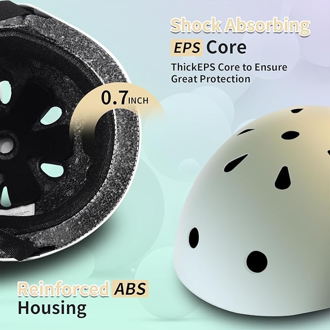 Adjustable Kids Bike Helmet with Knee & Elbow Pads Set, Color Gradient Design for Boys and Girls Aged 3-14+, for Skateboarding, Scooter, Roller & Inline Skating, Longboard