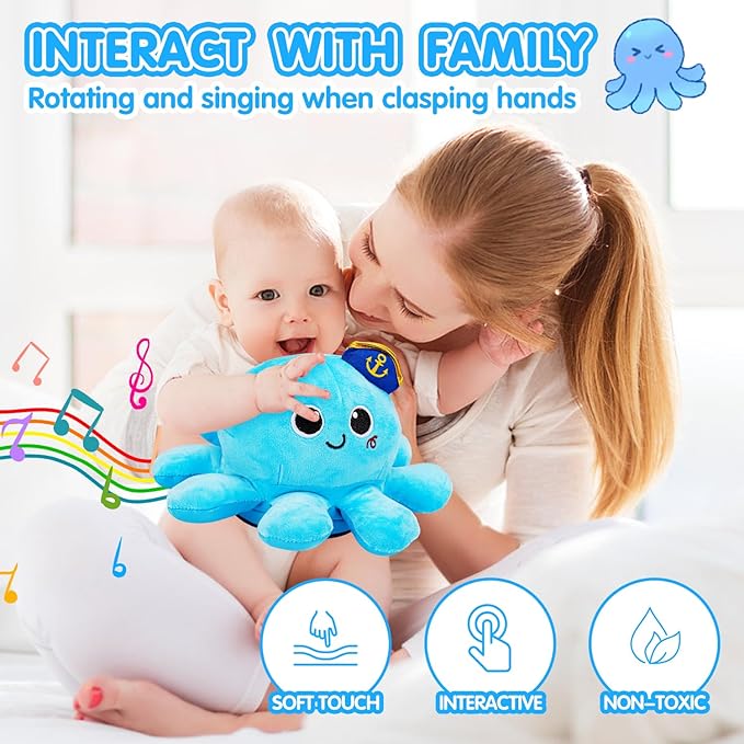 Baby Crawling Toys 6-12 Months Musical Plush Octopus Light up Voice Control Dancing Infant Walking Toys 1 Year Old Boy Girl Babies 0 6 7 8 9 10 12-18 Month Tummy Time Sensory Toddler First Gifts