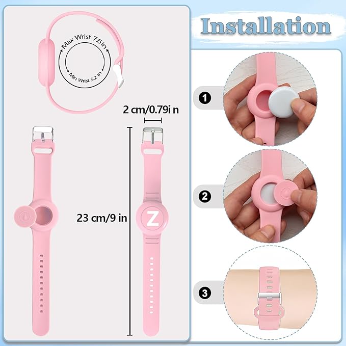 Waterproof Bracelet for AirTag Kids, Personalized Initial Letter Hidden Holder Compatible with Air Tag, Silicone Case for Airtag Adjustable Anti-Lost GPS Tracker for Toddler Child Elder, Z