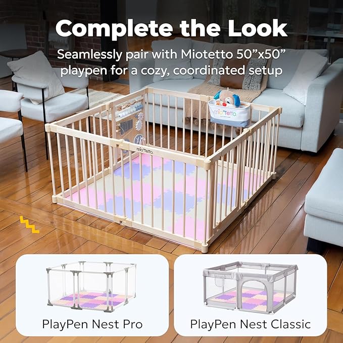 MioTetto Foam Floor Tiles for Kids - Non-Toxic Soft Comfortable Baby Play Mat, Thick Tummy Time Mat, Interlocking Foam Tiles for Development & Crawling, Soft Cushioned Play mat for Babies 6-12 Months