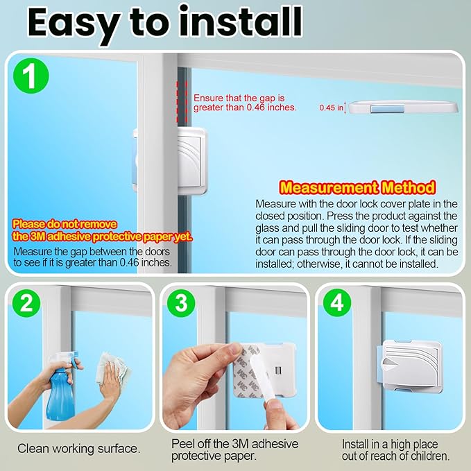 Sliding Door Lock 6 Pack, Child Safety Lock For Sliding Glass Doors, Easy To Install, Keeps Your Baby Out Of Danger, For Sliding Glass Doors, Sliding Windows, Sliding Closets, Etc (Blue)