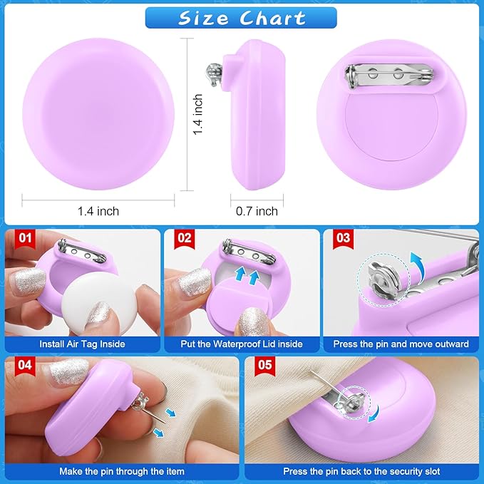 Waterproof Air Tag Holder for Kids, 4 Pack Air Tag Case with Invisible Pin, Soft Silicone Anti-Lost for Apple Air Tag, Used for Children, Elderly, Hidden Inside Clothes, Bag (White/Red/Pink/Purple)