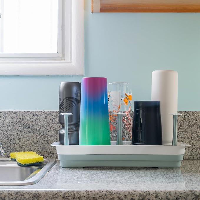 Large Countertop Bottle Drying Rack - Ideal for Insulated Water Bottles, Drinking Glasses, Sports Bottles, Baby Bottle Drying Rack, Tumblers, Mugs, Bottle Washer