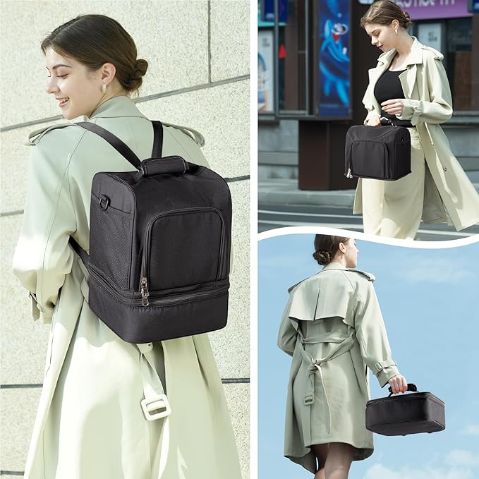 NCVI Breast Pump Bag, Double Layer Removable Pump Bag for Spectra S1, S2, Medela, Breast Pump Backpack with Ice Pack, Insulated Breast Milk Cooler Bag for Working Nursing Moms, Black