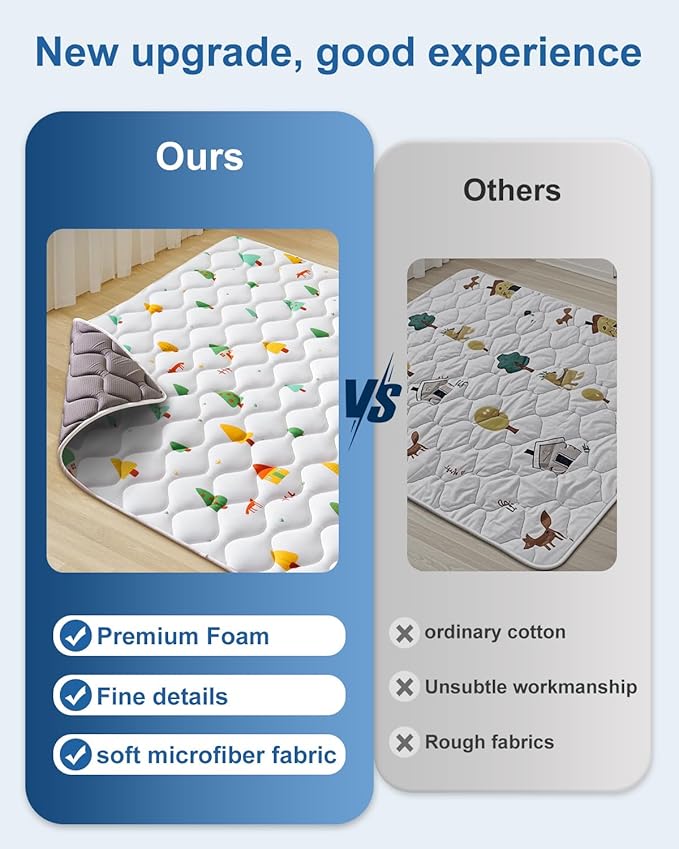 Odorless Premium Foam Baby Play Mat 59" x 59", Soft Microfiber Fabric Crawling Mat for Floor- Comfortable and Hypoallergenic, Non-Slip Cushioned Floor Playpen mat for Infants,Babies,Toddlers