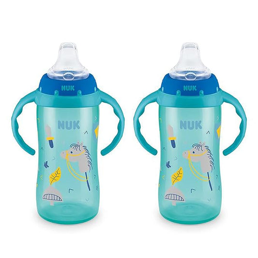 NUK Learner Cup, 10 oz, 2 Pack, 8+ Months﻿ – BPA Free, Spill Proof Sippy Cup