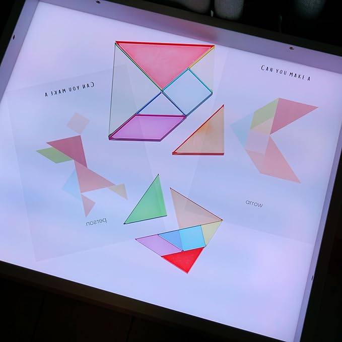 Light Experiment Loose Parts Learning Kit, Light Table Transparent Materials, STEAM Activitis for Kids 3+, Montessori & Reggio Inspired Kindergarten Preschool Classoom Accessary (Regular Size)