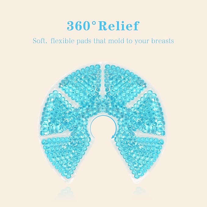 Hot/Cold Breast Gel Bead Ice Packs Breast Cooling/Heat Pads Relief for Breastfeeding, Nursing Pain, Mastitis, Engorgement, Swelling, Plugged Ducts | Boost Milk Let-Down & Production,2 Pack (Blue)