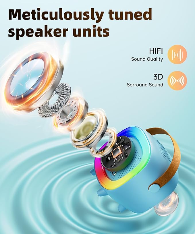 Mini Karaoke Machine Speaker for Kids Adults, Portable Bluetooth with 1 Wireless Microphones, Children's Day Birthday Gift Ideas for Toys for Teens Boys and Girls Aged 4, 5, 6, 7, 8, 9, 10, 11, 12+