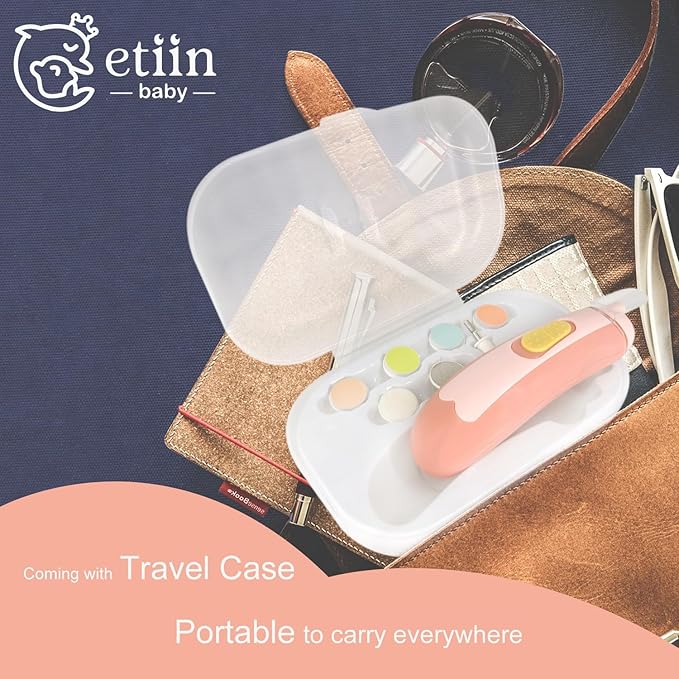 Baby Nail Trimmer Electric | Safe + Easy Baby Nail Trimmer, Baby Nail Clippers + Nail Filer Buffer, Trim Polish Grooming kits for Newborn Toddler or Adults’ Nails, 7 Grinding Heads and LED Light