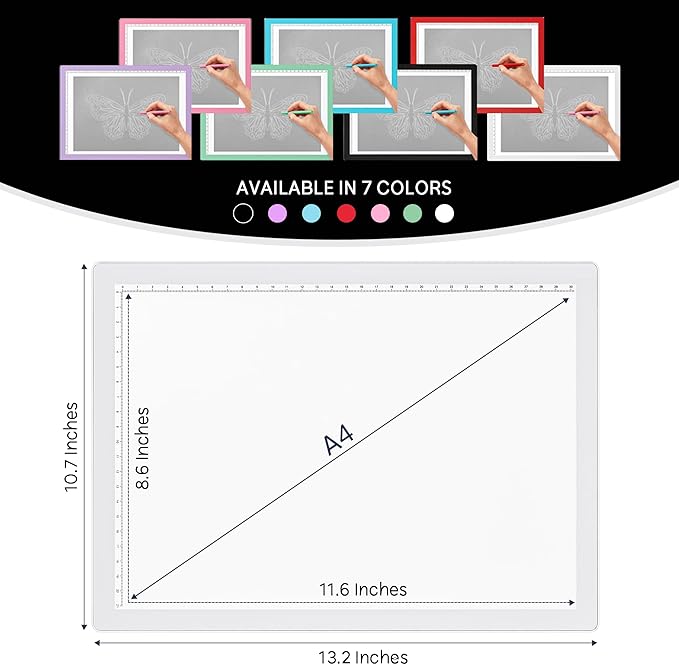 iVyne Corded Light Pad for Weeding Vinyl - A4 Light Box for Drawing - Light Board for Tracing - Light Box for Diamond Painting, Weeding Vinyl, Sketching, Tracing (White)