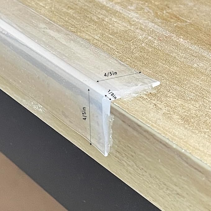 Edge Protector 100% Silicone, Baby Proofing Corners Clear Guards, Pre-Tape Adhesive Soft for Kids Safety, Child Table Cabinets Furniture Bumper (0.8x0.8in(Width), 6 Foot (Pack of 1))