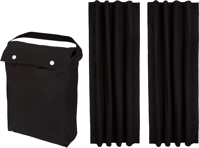 Amazon Basics Portable Blackout Curtain Shade with Suction Cups, 50"W x 78"L, 2-Pack, Black