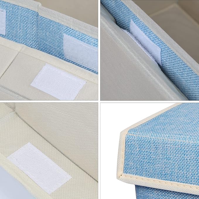 popoly Large Toy Box Chest with Lid, Collapsible Sturdy Toy Bin Storage Organizer Boxes Baskets for Kids, Boys, Girls, Nursery, Playroom, 25"x13" x16" (Linen Blue)