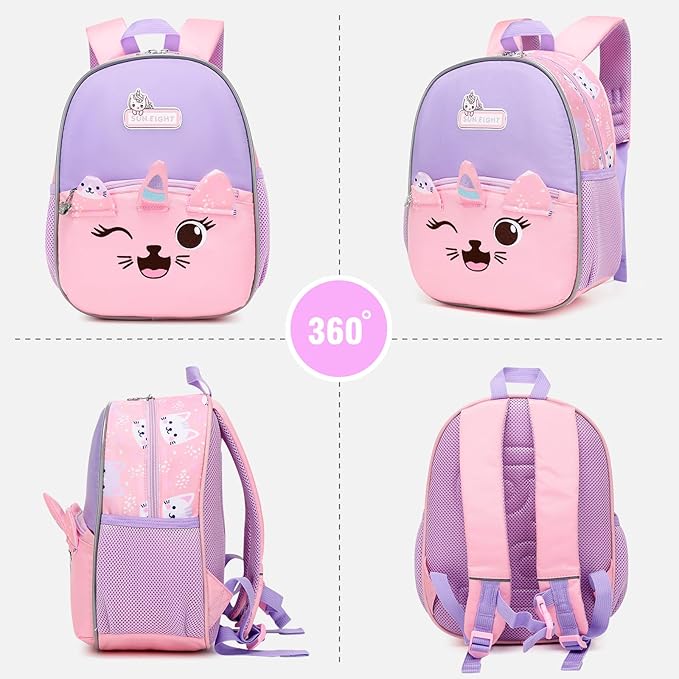 Toddler Backpack with Pink Unicorn Design, Adjustable Shoulder Straps, and Front Pocket, Perfect for Boys and Girls Aged 1-6