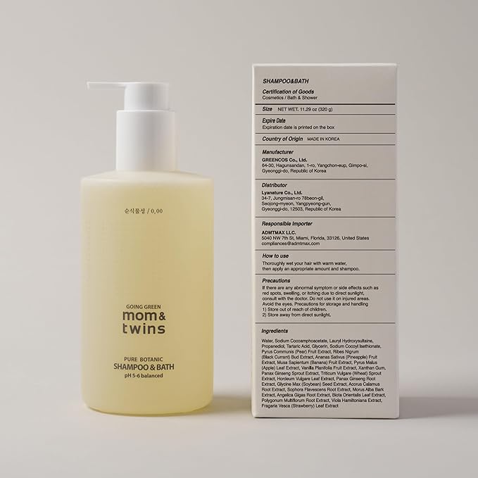 SHAMPOO & BATH – Organic Korean Baby & Kids 2-in-1 Shampoo & Body Wash for Newborns, Vegan Cleanser for Hair, Face & Body, Gentle, EWG Verified, Non-Toxic (11.29 fl oz / 320g)