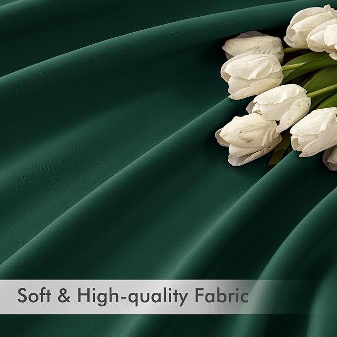 MIULEE Hunter Green Back Tab Blackout Curtain 96 Inch Long 2 Panels Set for Living Room Bedroom, Rod Pocket/Pinch Pleat Thermal Insulated Room Darkening Pleated Floor to Ceiling Drapes