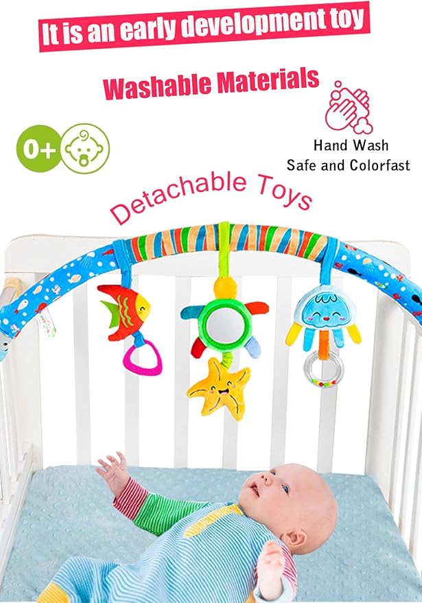 Pau1Hami1ton Baby Stroller Arch Toys, Car Seat Toys,Bouncer Toy Bar/Mobile for Bassinet,Adjustable Baby Hanging Toys Fit for Crib Bed,Stroller,Car Seat.S-19(Star)