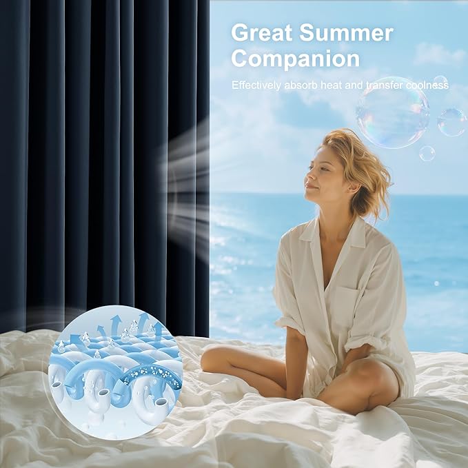 NICETOWN Full Blackout Curtains 96 inches Long for Living Room - Grommet Privacy Window Treatment Thermal Insulated Curtains for Bedroom Patio, 1 Pair, 52W x 96L, Navy