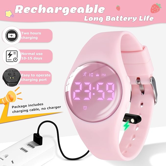 Kids Watches for Girls Boys Digital Sport Watch with Step Counter Pedometer Vibration Alarm Clock, No App Waterproof Fitness Tracker Kids Watch Boys Girls Teens Students Ages 5-16