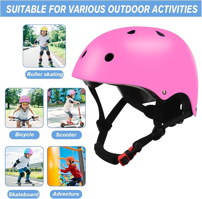 Color Gradient Adjustable Kids' Helmet with Knee & Elbow Pads Set | Multi-Sport Safety Gear for Boys & Girls Ages 5-14 | Skateboarding, Scooters, Roller & Inline Skating, Longboarding