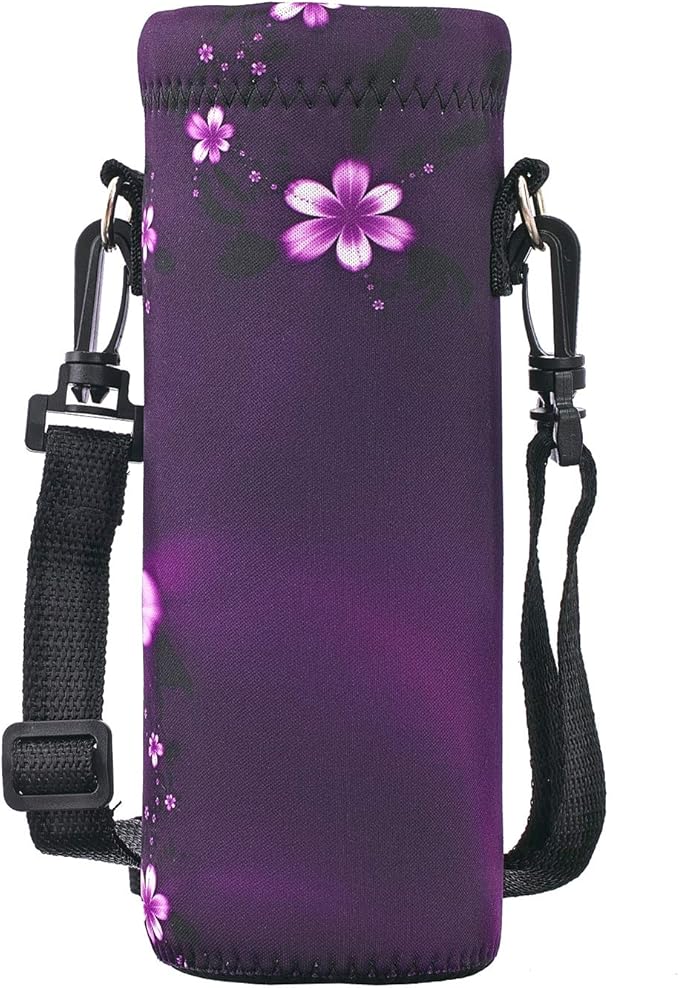 RICHEN Neoprene Water Bottle Carrier Bag with Adjustable Shoulder Strap,Insulated Water Bottle Cover for Stainless Steel/Glass/Plastic Bottles
