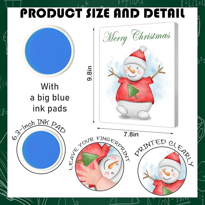 SHLINCO Snowman Handprint Keepsake DIY Kit, Baby's First Holiday Keepsake, Winter Decoration, Kids Family Footprint Art, 7.8x9.8 Inch Canvas, Suitable For Desktop Wall Ornaments