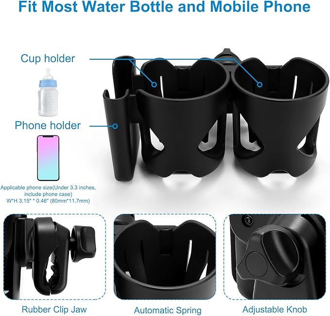 Accmor Universal Cup Holder, Stroller Cup Holder, 360° Rotatable Large Caliber Designed Bottle Holder for Stroller, Bike, Wheelchair, Walker, Scooter