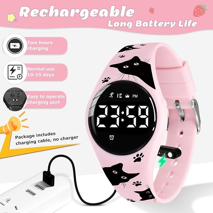 Kids Watches for Girls Boys Digital Sport Watch with Step Counter Pedometer Vibration Alarm Clock, No App Waterproof Fitness Tracker Kids Watch Boys Girls Teens Students Ages 5-16