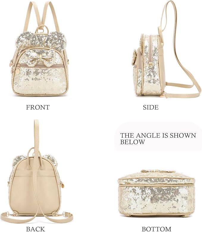 KL928 Girls Bowknot Polka Dot Cute Mini Backpack Small Daypacks Convertible Shoulder Bag Purse for Women