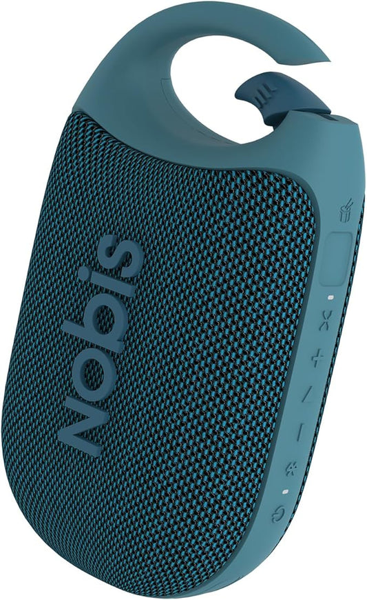 NOBIS Clip N1 Portable Bluetooth Speaker with App, Beat Mode, Up to 24H Playtime, IP68 Waterproof, BT 5.3, HD Sound, Stereo Pairing, Custom EQ, Perfect for Outdoor, Home and Adventure (Blue)