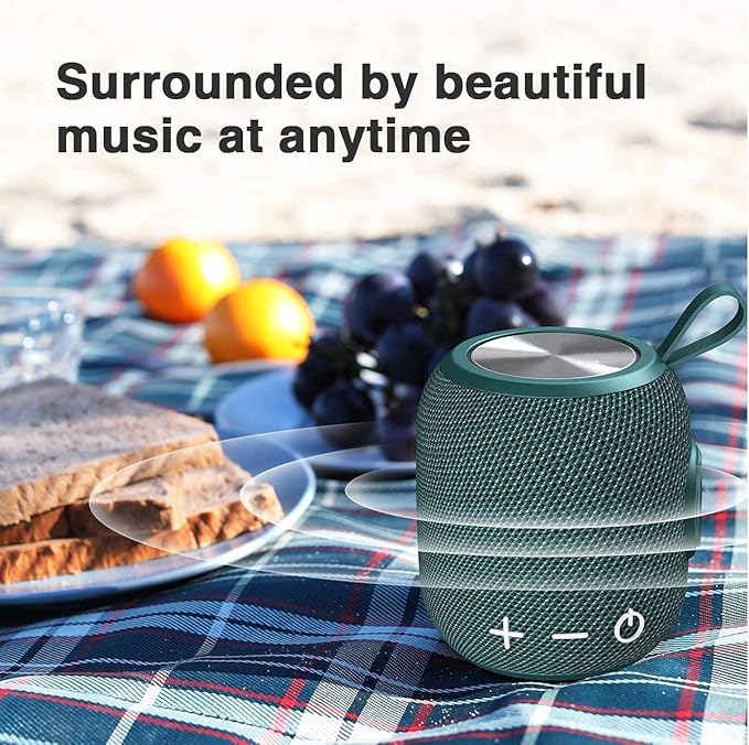 Portable Speakers Bluetooth Wireless Outdoor Small Bluetooth 5.0 Dual Pairing Shower Speaker, 24H Playtime Stereo Surround Sound, IPX7 Waterproof for Travel, Pool