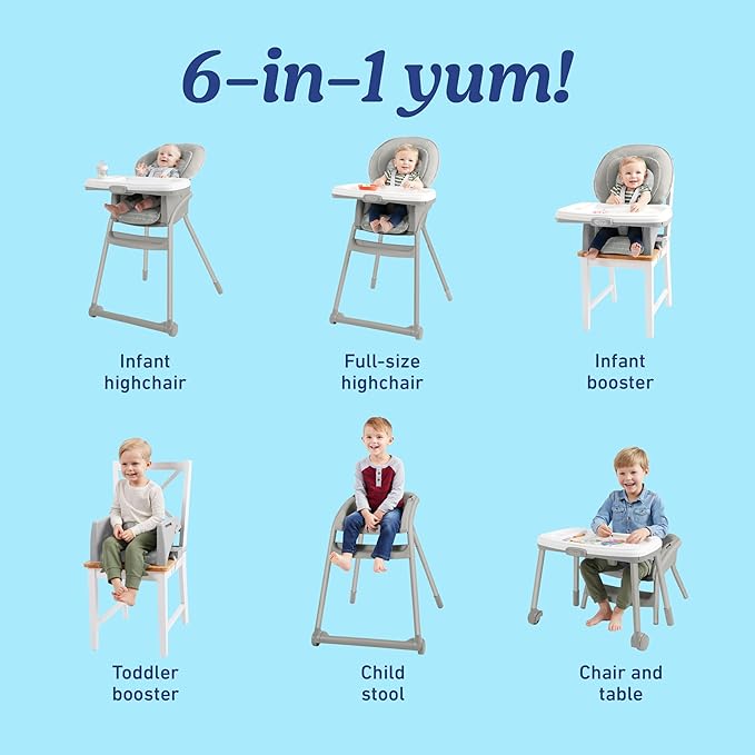 Graco Table2Table LX 6-in-1 Highchair, Willow with Infant Head Support & One-Hand Removable Tray