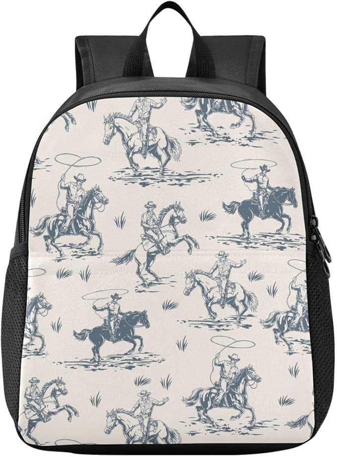 Toddler Backpack Western Cowboy Waterproof Mini Backpack Boys/Girls Cute Kindergarten Pre School Bags 11 Inch