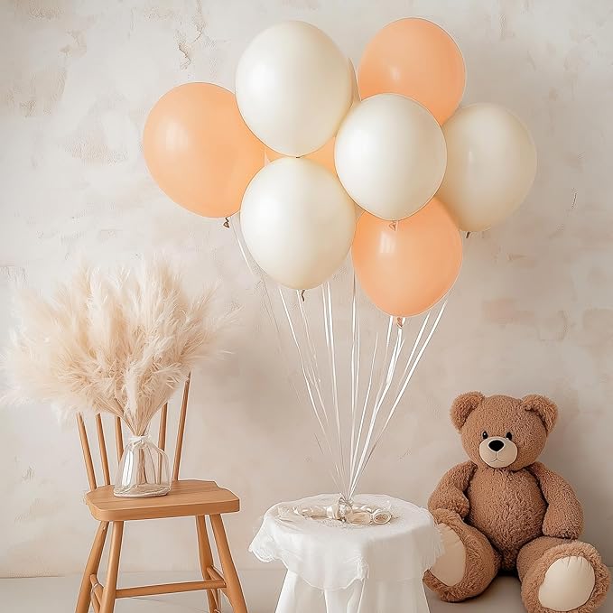 RUBFAC 129pcs Nude Balloons Different Sizes 18 12 10 5 Inch, Boho Beige Apricot Balloon Garland Arch Kit for Party Decoration Gender Reveal Graduation Wedding Anniversary Baby Shower Party Supplies