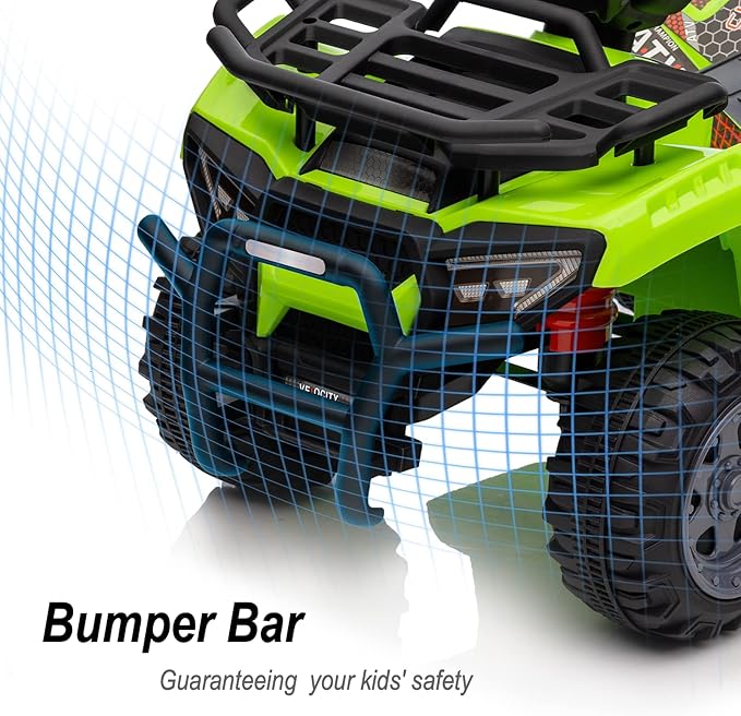 Kids ATV 4 Wheeler, 6V Ride-On Toy for Toddlers Boys & Girls with Music, Forward & Reverse - Green