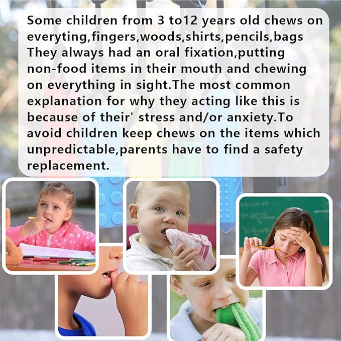 Sensory Chew Necklaces for Kids - 4 Pack Silicone Chewy Necklaces for ADHD, Autism, Biting and Oral Motor Needs Color 1