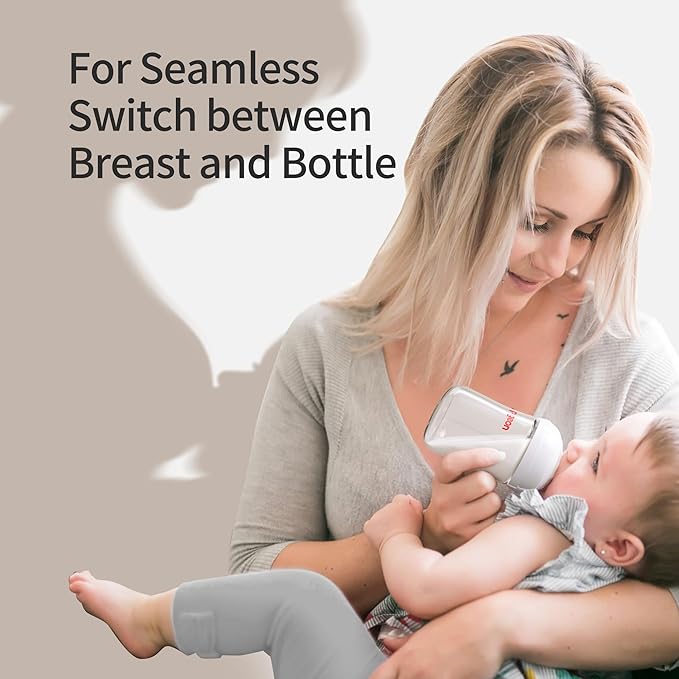 Pigeon Glass Nursing Bottle Wide Neck, Anti-Colic, Streamlined Body, Natural Feel, Easy to Clean, Heat-Resistant, 8.1 Oz(Pack of 2), Includes 2pcs M Nipples (3m+)