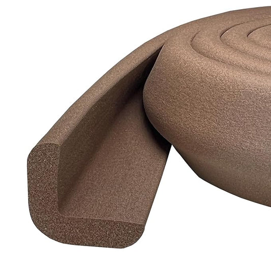 Kidkusion Baby Proof Edge Guards for Safety | Made in The USA | 40 Feet | Brown | Edge Protectors for Furniture, Tables, Fireplaces | Heavy Duty Tape Included