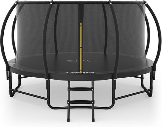 14FT 12FT 10FT 16FT Trampoline with Safety Enclosure, Anti-Rust Coating – ASTM Certified, Heavy-Duty Outdoor Trampoline with Ladder – for Kids & Adults
