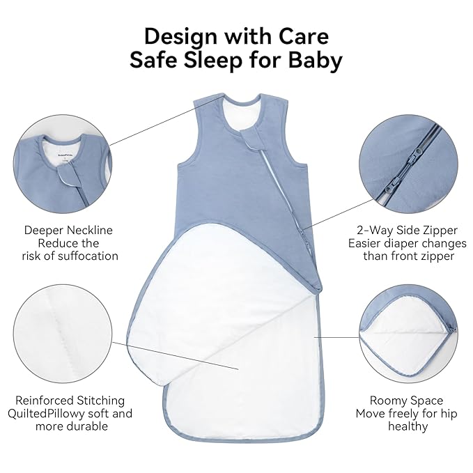 Rayon Made from Bamboo Sleep Sack 0-6 Months 1.0 Tog Ultra Soft Baby Wearable Blanket 0-3 Months Sleeping Sack 3-6 Months for Infant Newborn Babies Unisex Girl Boy 2-Way Zipper Breathable Lightweight