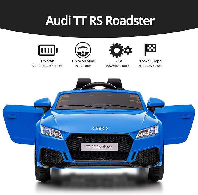 Licensed Audi Electric Kids Car, 12V Kids Ride-on Toy Car for Toddlers w/Remote - Dark Blue