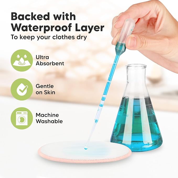 Organic Nursing Pads - 14 Washable Viscose Derived from Bamboo Breastfeeding Pads, Wash Bag, Reusable Breast Pads for Breastfeeding, Nipple Pads for Breastfeeding Essentials(Pink Sand, L 4.8")