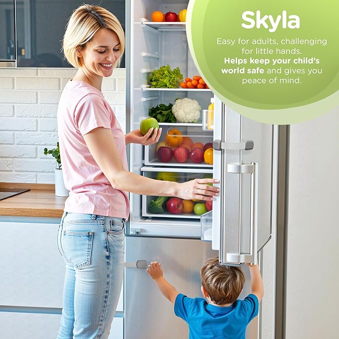 Baby Proofing Child Safety Locks (2 Pack) by Skyla Homes - The Safest, Quickest and Easiest 3M Adhesive Cabinet Latches, No Screws & Magnets, Multi-Purpose for Furniture, Kitchen, Ovens, Toilet Seats