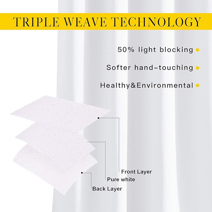 NICETOWN Pure White Curtains 2 Panels 84 inches Long for Bedroom, 50% Light Blocking Grommet Window Treatment for Living Room, W52 x L84