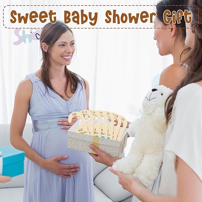 R HORSE Wooden Baby Closet Dividers - 3D Coquette Blue Bow Baby Closet Organizer, 8Pcs Double-Sided Newborn Clothes Size Hanger Dividers, Nursery Decor Birthday Gift for Boy Girl (0-24 Months)